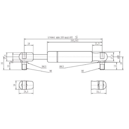 Vérin à gaz L485-150N STABILUS CA094552