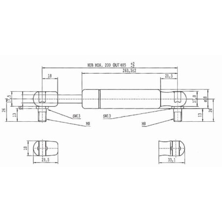 Vérin à gaz L485-200N STABILUS CA083739
