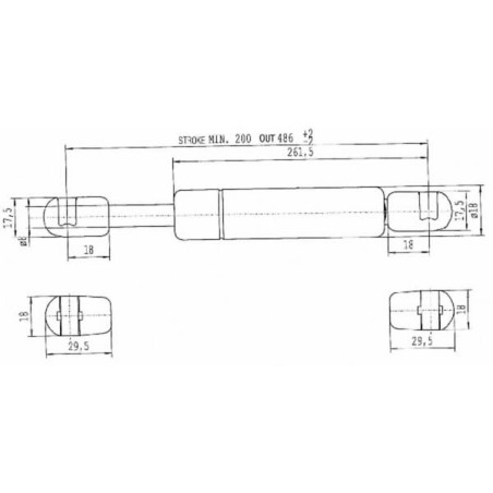 Vérin à gaz L485-200N STABILUS CA841323