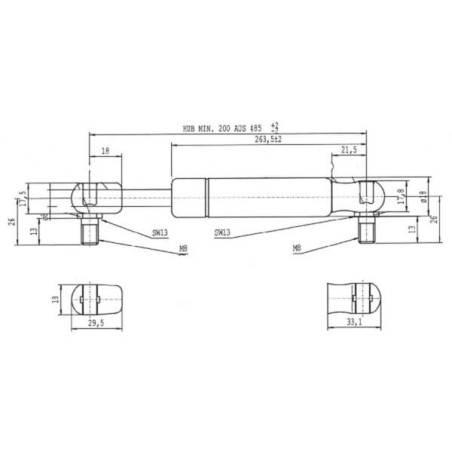 Vérin à gaz L485-500N STABILUS CA083763