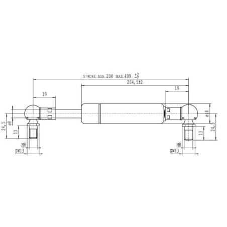 Vérin à gaz L499-350N STABILUS CA154121