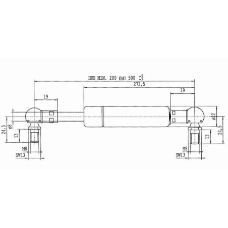 Vérin à gaz L500-150N STABILUS CA067318