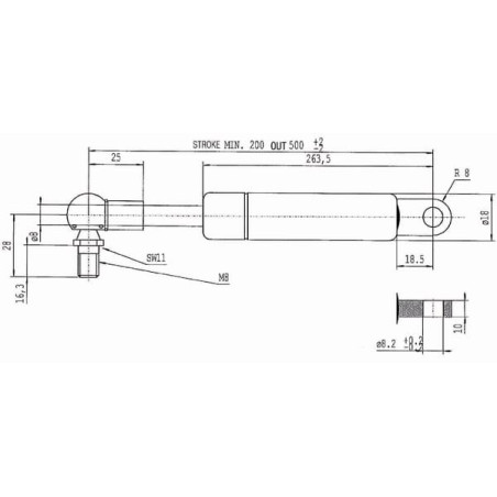 Vérin à gaz L500-180N STABILUS CA381365