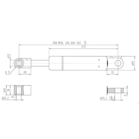 Vérin à gaz L502-1700N STABILUS CA2049LG