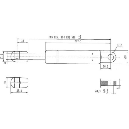 Vérin à gaz L518-180N STABILUS CA668257
