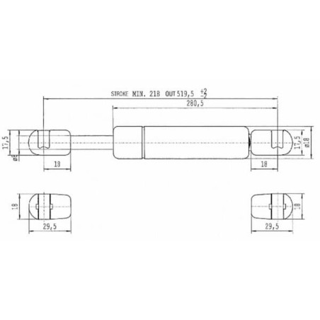 Vérin à gaz L520-200N STABILUS CA490768