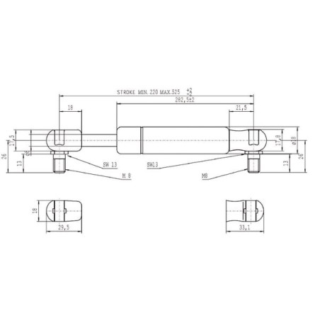Vérin à gaz L525-250N STABILUS CA094609
