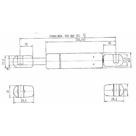 Vérin à gaz L550-100N STABILUS CA667110