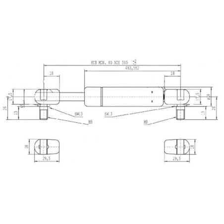 Vérin à gaz L565-100N STABILUS CA9864DU