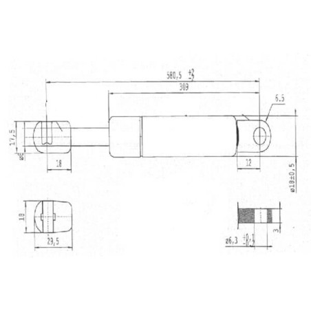 Vérin à gaz L580,5-100N STABILUS CA981184