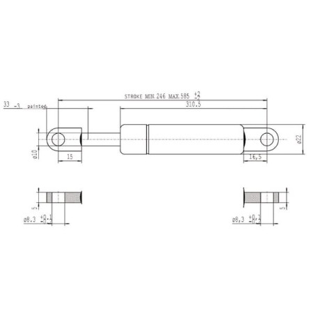 Vérin à gaz L585-1000N STABILUS CA084972