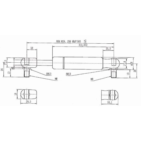 Vérin à gaz L585-100N STABILUS CA083887