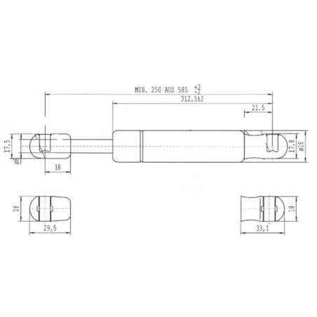 Vérin à gaz L585-250N STABILUS CA752967