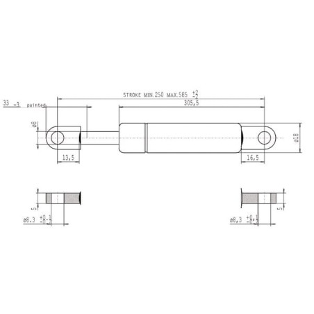 Vérin à gaz L585-500N STABILUS CA084786