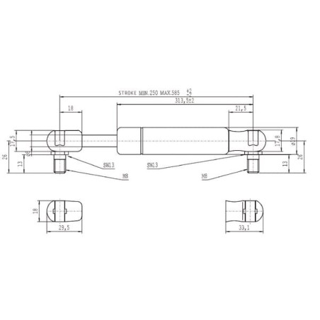Vérin à gaz L585-700N STABILUS CA083941