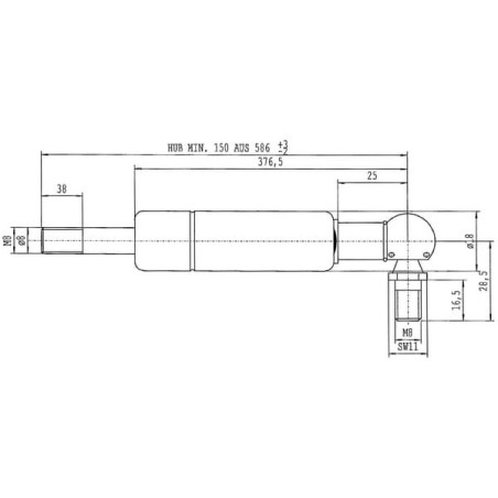 Vérin à gaz L586-140N STABILUS CA477257