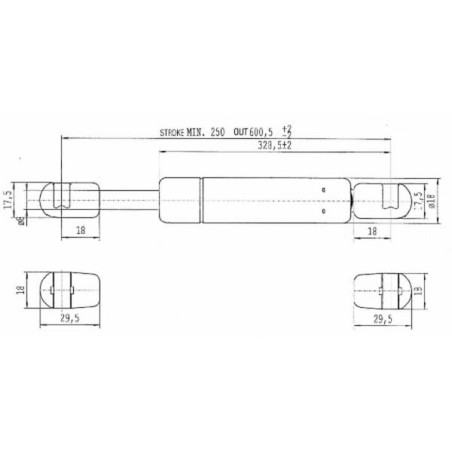 Vérin à gaz L600,5-210N STABILUS CA516600