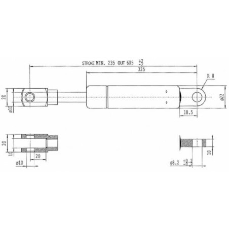 Vérin à gaz L605-800N STABILUS CA656372