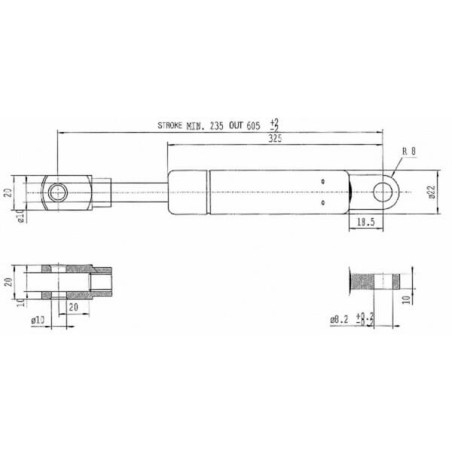 Vérin à gaz L605-900N STABILUS CA656356