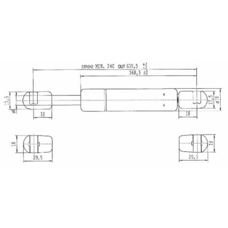 Vérin à gaz L640-100N STABILUS CA595888