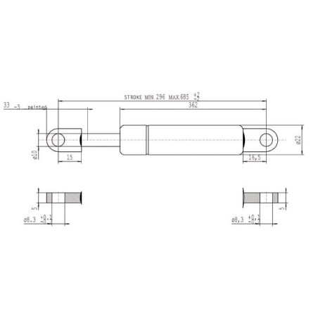Vérin à gaz L685-150N STABILUS CA095036