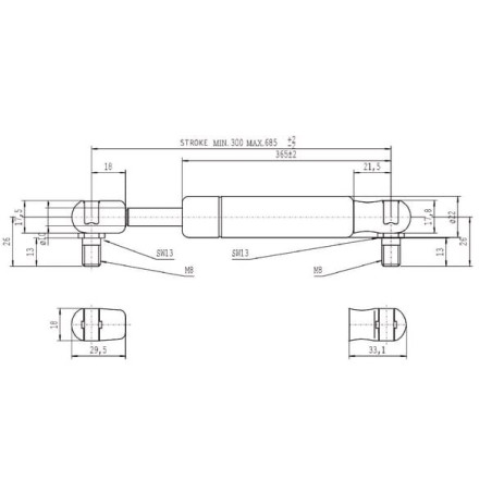 Vérin à gaz L685-700N STABILUS CA085294