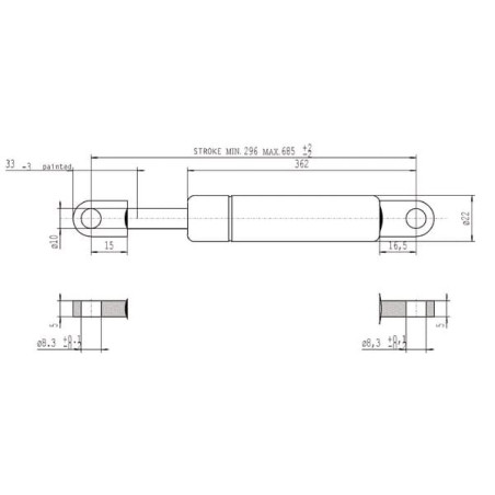 Vérin à gaz L685-800N STABILUS CA084999