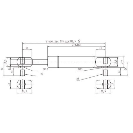 Vérin à gaz L699,5-290N STABILUS CA660566