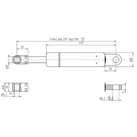 Vérin à gaz L700-650N STABILUS CA048941