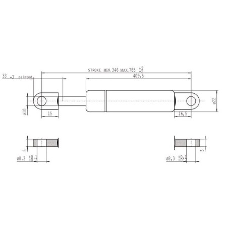 Vérin à gaz L785-500N STABILUS CA095184