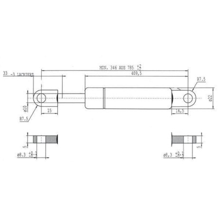 Vérin à gaz L785-600N STABILUS CA095192