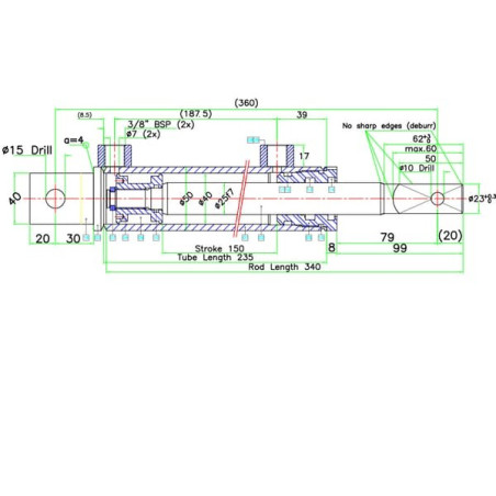 Vérin hydraulique UNIVERSEL D2540150DW
