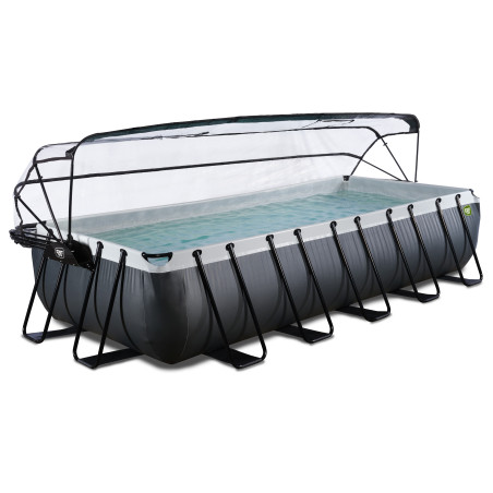 EXIT Piscine Black Leather 540x250x100cm avec pompe filtrante à sable et dôme et pompe à chaleur - noir