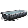 EXIT Piscine Black Leather 540x250x100cm avec pompe filtrante à sable et dôme et pompe à chaleur - noir
