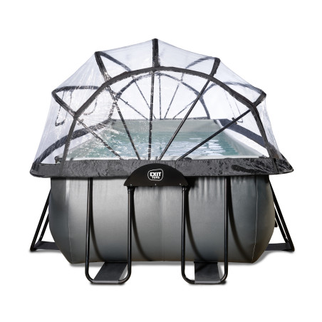 EXIT Piscine Black Leather 540x250x100cm avec pompe filtrante à sable et dôme et pompe à chaleur - noir