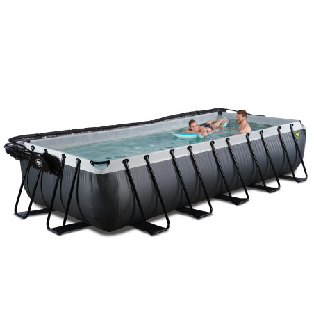 EXIT Piscine Black Leather 540x250x100cm avec pompe filtrante à sable et dôme et pompe à chaleur - noir