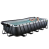 EXIT Piscine Black Leather 540x250x100cm avec pompe filtrante à sable et dôme et pompe à chaleur - noir