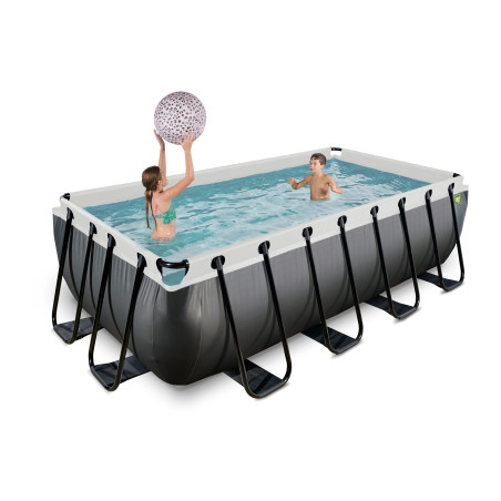 EXIT Piscine Black Leather 400x200x100cm avec pompe filtrante à sable - noir