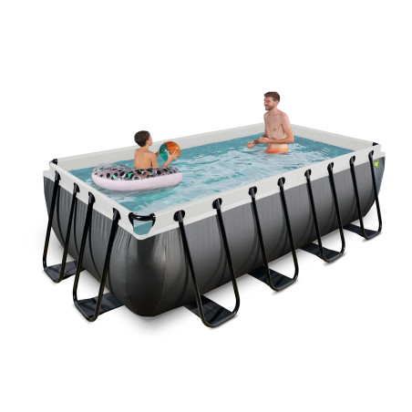 EXIT Piscine Black Leather 400x200x100cm avec pompe filtrante à sable - noir
