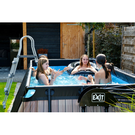 EXIT Piscine Black Leather 400x200x100cm avec pompe filtrante à sable - noir