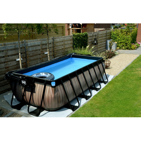 EXIT Piscine Black Leather 400x200x100cm avec pompe filtrante à sable - noir