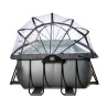 EXIT Piscine Black Leather 400x200x100cm avec pompe filtrante à sable et dôme et pompe à chaleur - noir