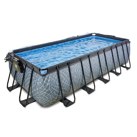 EXIT Piscine couverte Stone 540x250x122cm avec pompe de filtration à sable - grise
