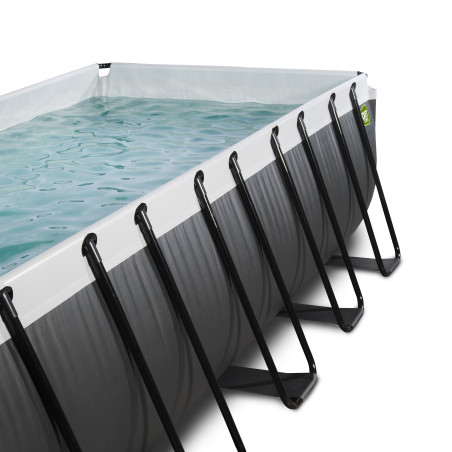 EXIT Piscine Black Leather 540x250x100cm avec pompe filtrante à sable et dôme - noir