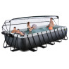 EXIT Piscine Black Leather 540x250x100cm avec pompe filtrante à sable et dôme - noir
