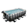 EXIT Piscine Black Leather 400x200x100cm avec pompe filtrante à sable et dôme - noir