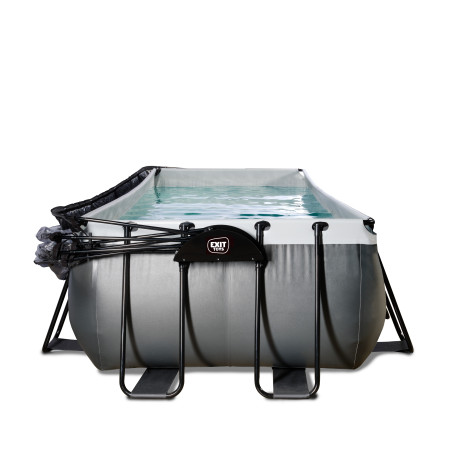 EXIT Piscine Black Leather 400x200x100cm avec pompe filtrante à sable et dôme - noir