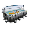 EXIT Piscine Black Leather 400x200x100cm avec pompe filtrante à sable et dôme - noir