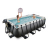 EXIT Piscine Black Leather 400x200x100cm avec pompe filtrante à sable et dôme - noir