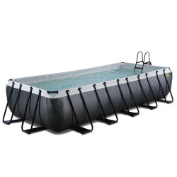 EXIT Piscine Black Leather 540x250x100cm avec pompe filtrante à sable - noir